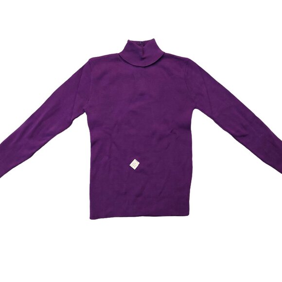 Pure Vintage 1940s-1950s Purple Long Sleeve Knit Turtleneck Sweater - Picture 2 of 11